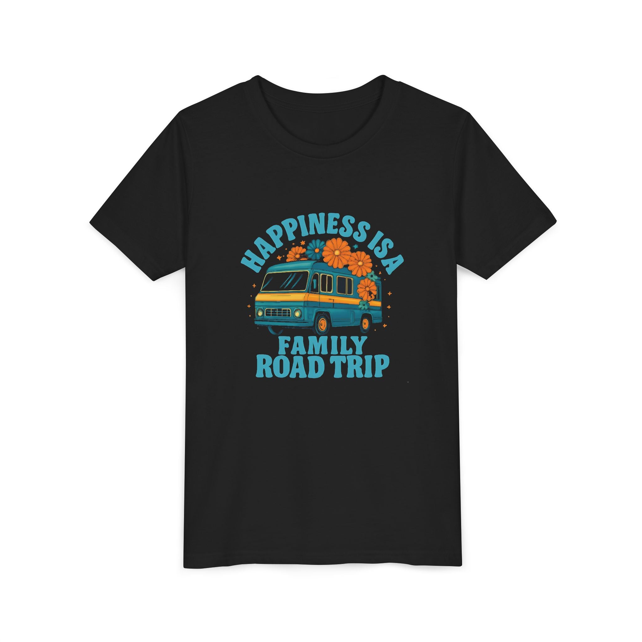Happiness Is A Family Road Trip Blue Youth Tee