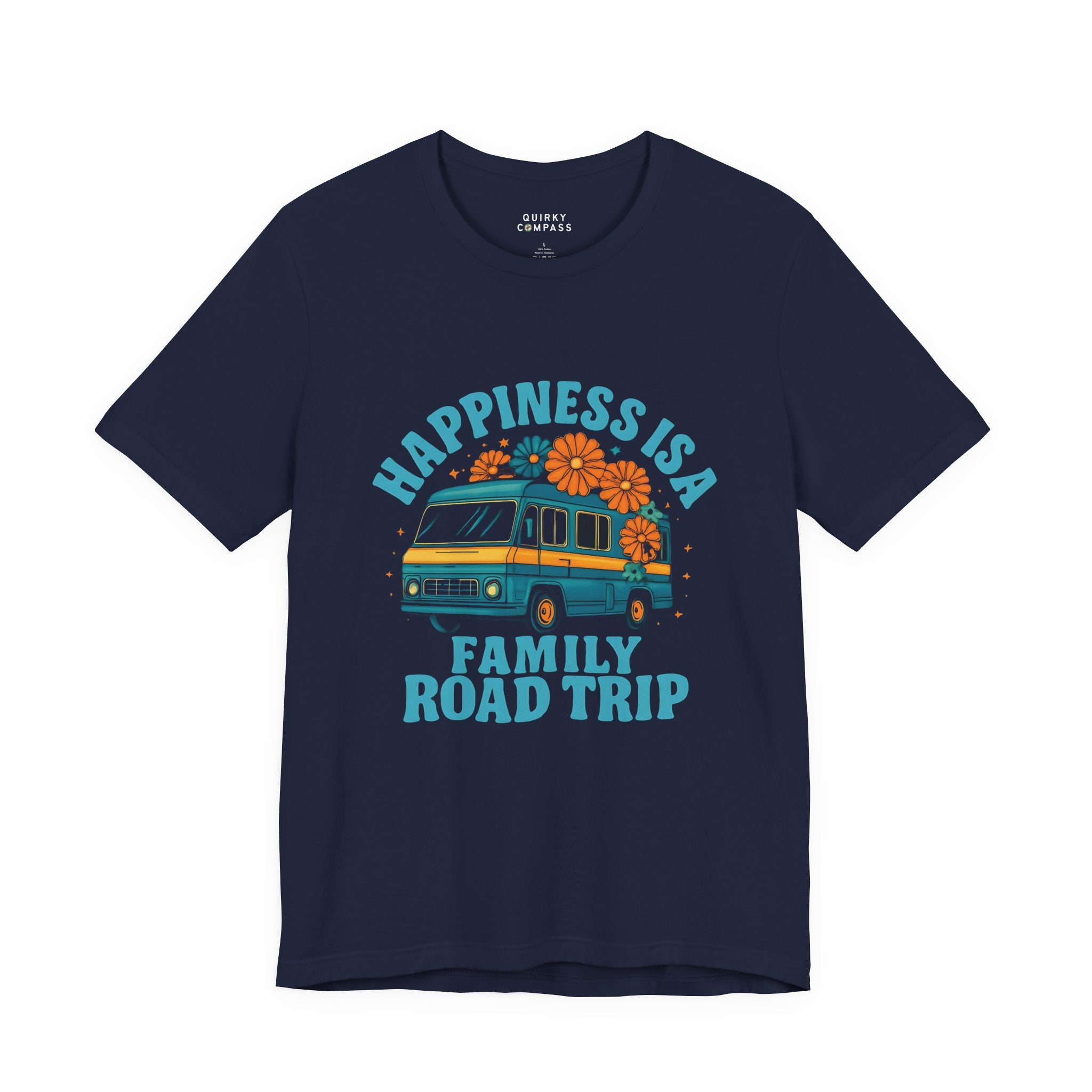 Happiness Is A Family Road Trip Blue Unisex Tee