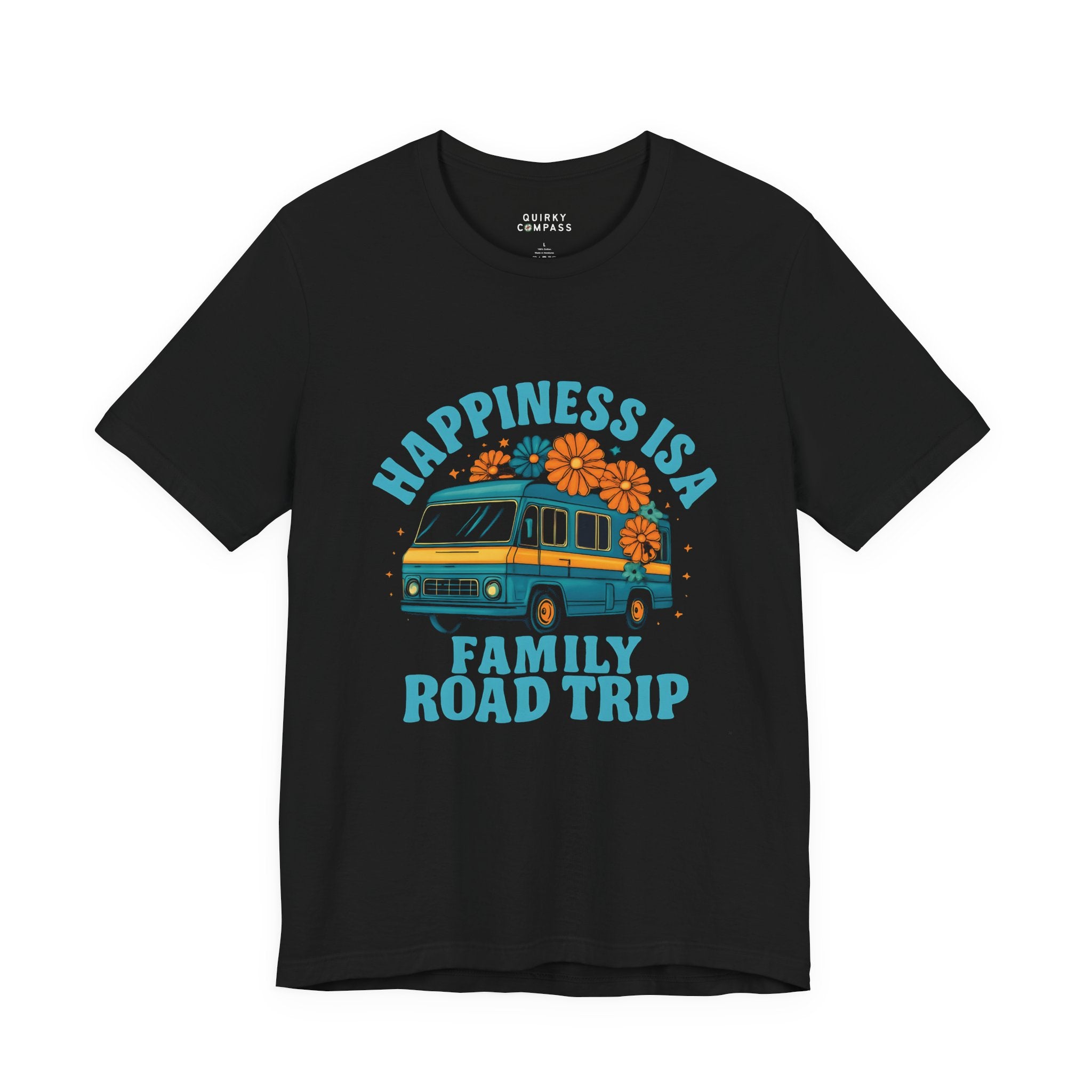 Happiness Is A Family Road Trip Blue Unisex Tee