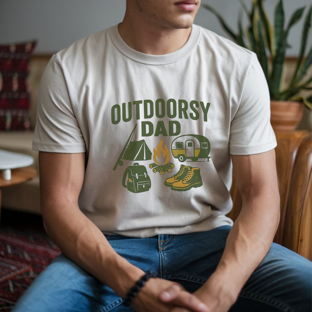 Outdoorsy Dad In Green Tee