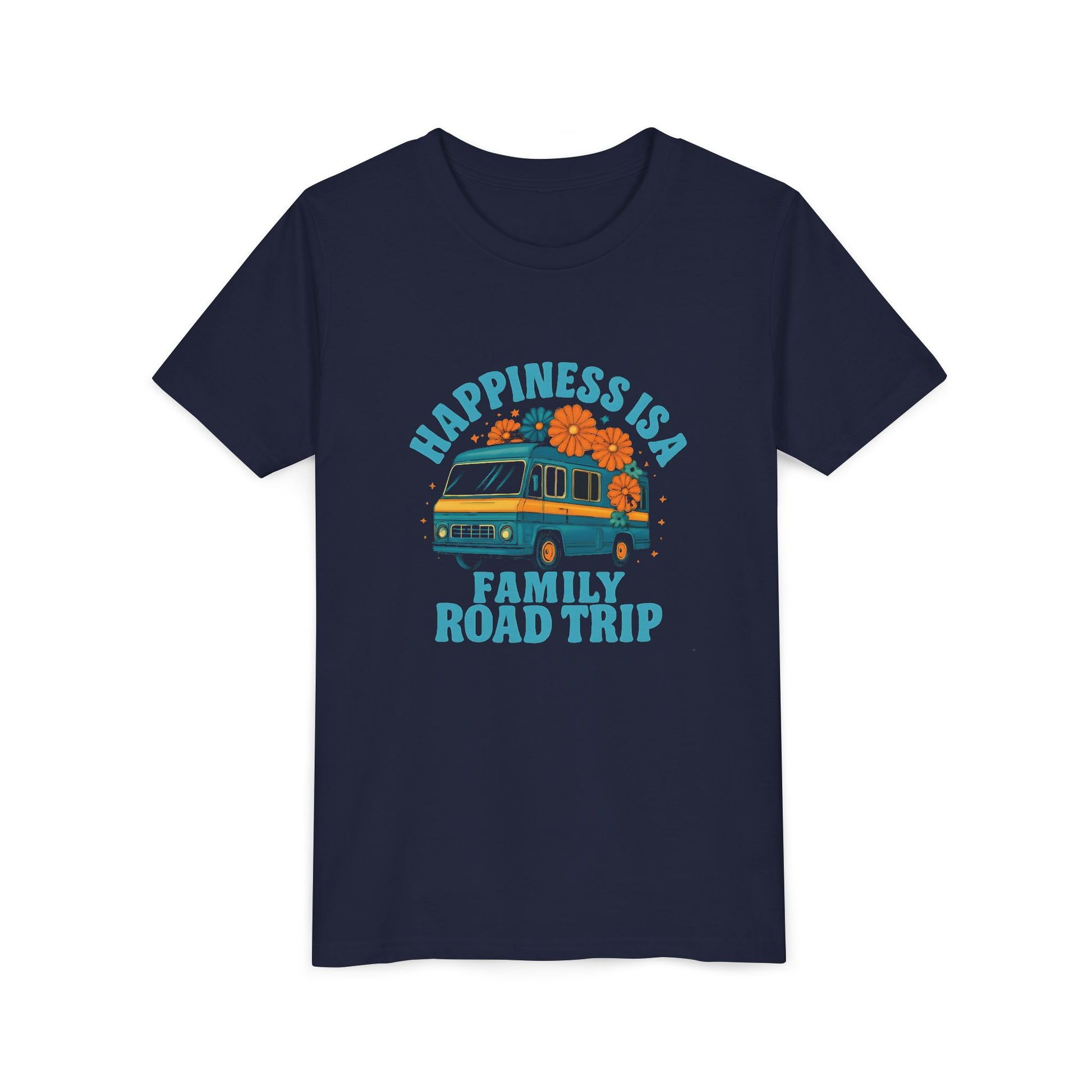 Happiness Is A Family Road Trip Blue Youth Tee