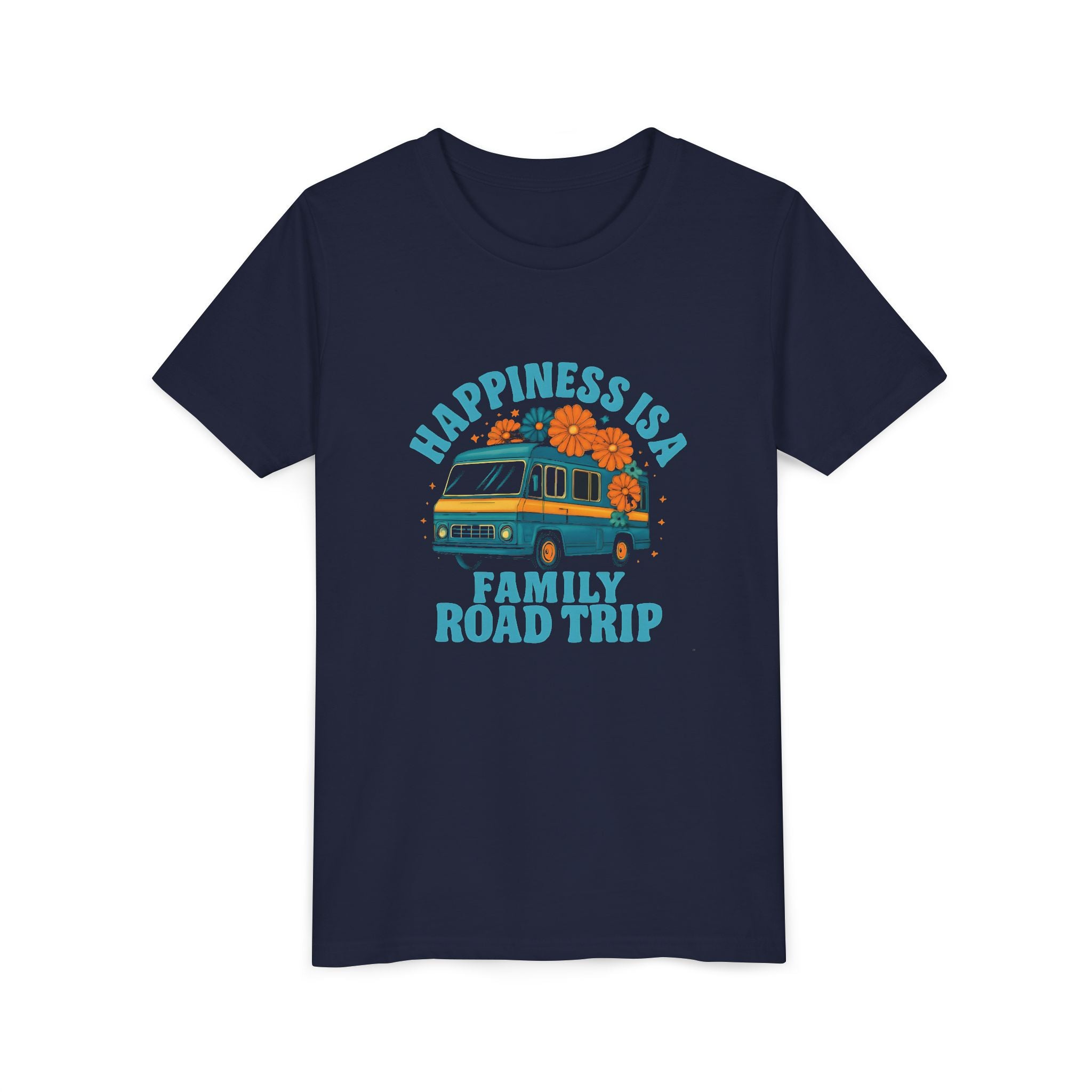 Happiness Is A Family Road Trip Blue Youth Tee