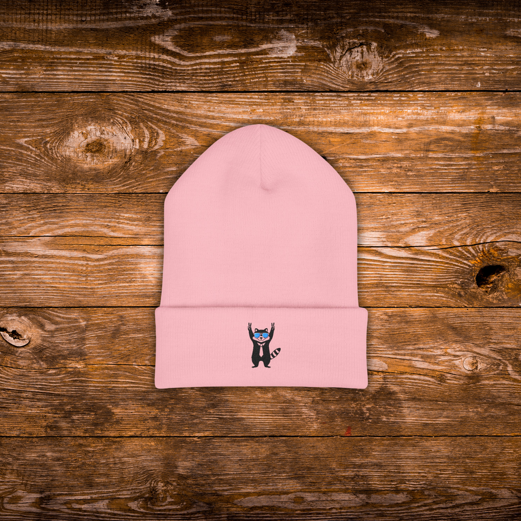 Embroidered Snacky Raccoon Beanie