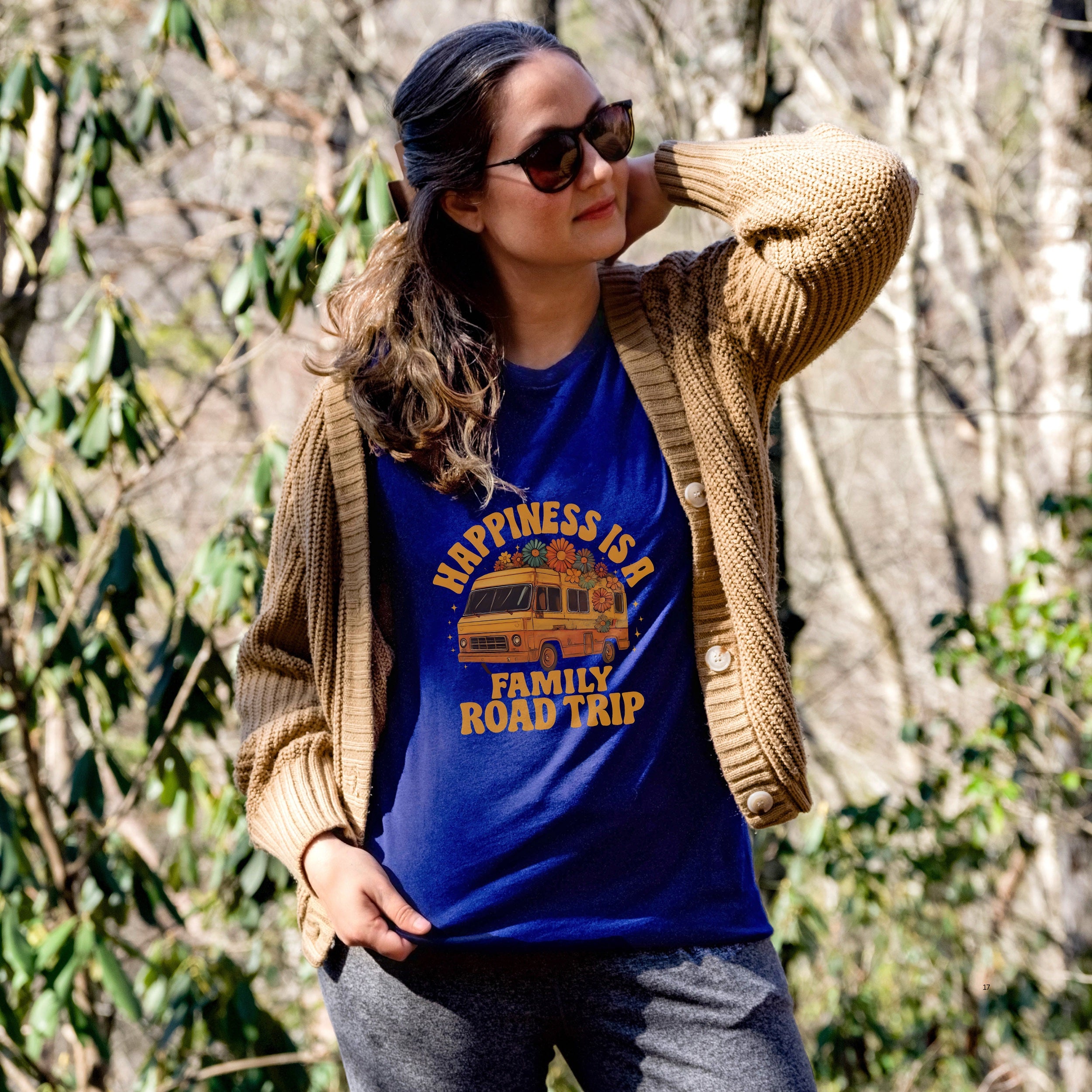 Happiness Is A Family Road Trip Yellow Unisex Tee