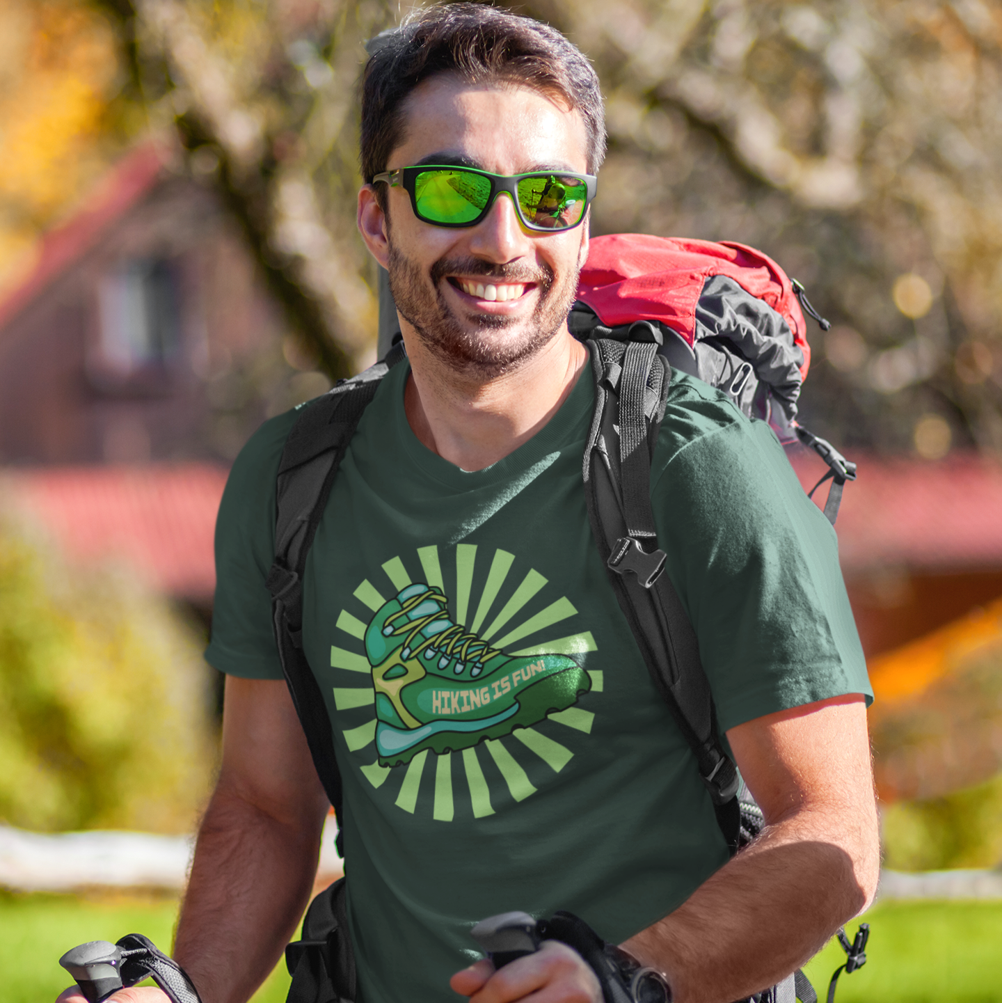 Hiking Is Fun! Green Boot