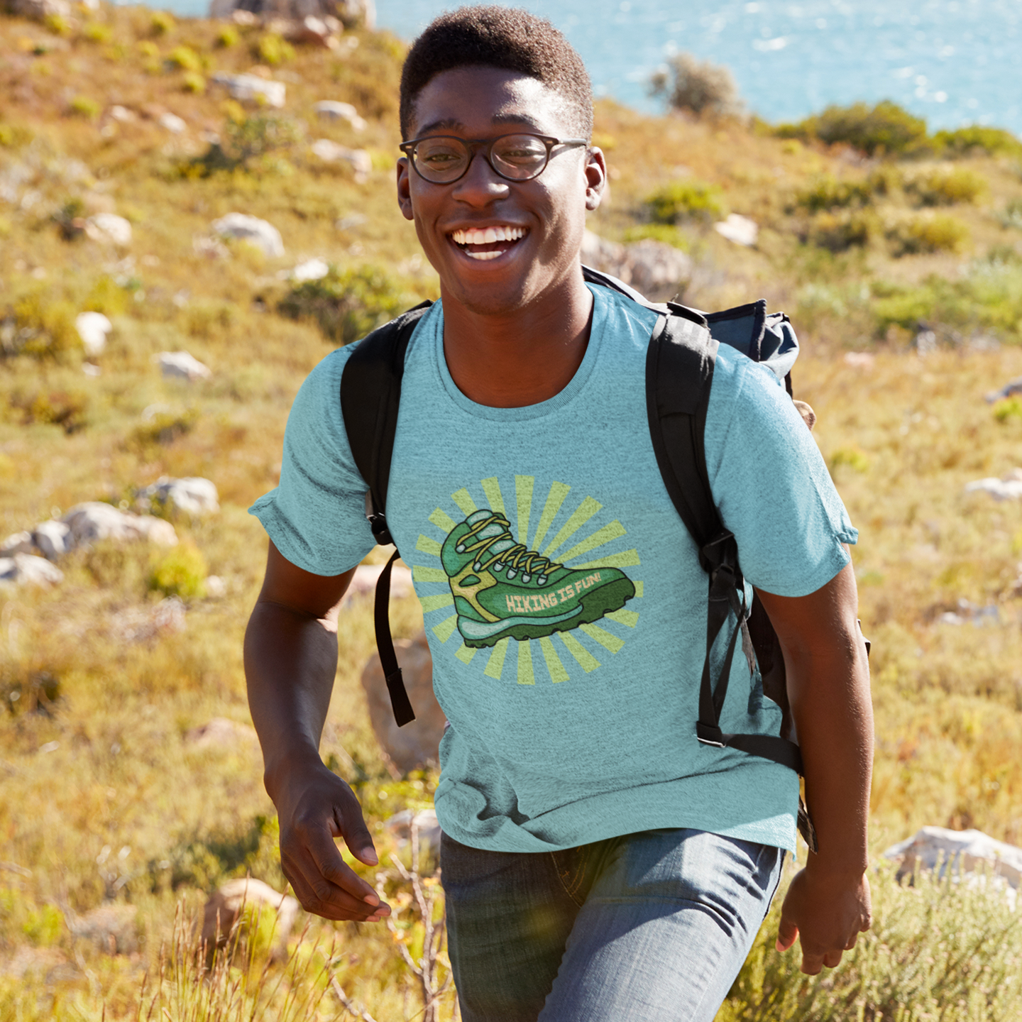 Hiking Is Fun! Green Boot